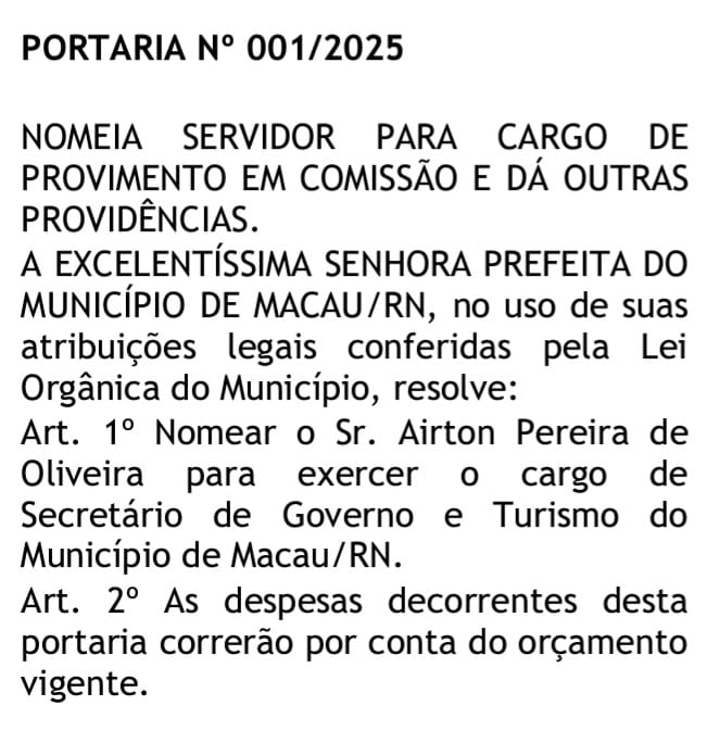 Screenshot_20250101_201328_Adobe-Acrobat SAIU A NOMEAÇÃO DOS SECRETÁRIOS NOMEADOS PELA PRIMEIRA PREFEITA DE MACAU