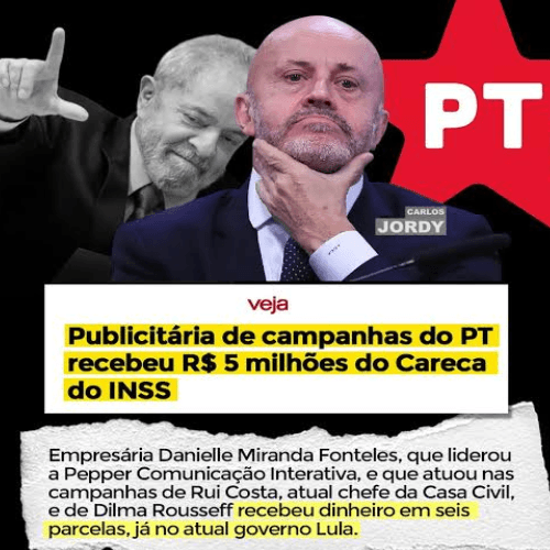 Coaf aponta que Publicitária do PT, envolvida em esquemas de corrupção, recebeu 5 milhões do Careca do INSS.